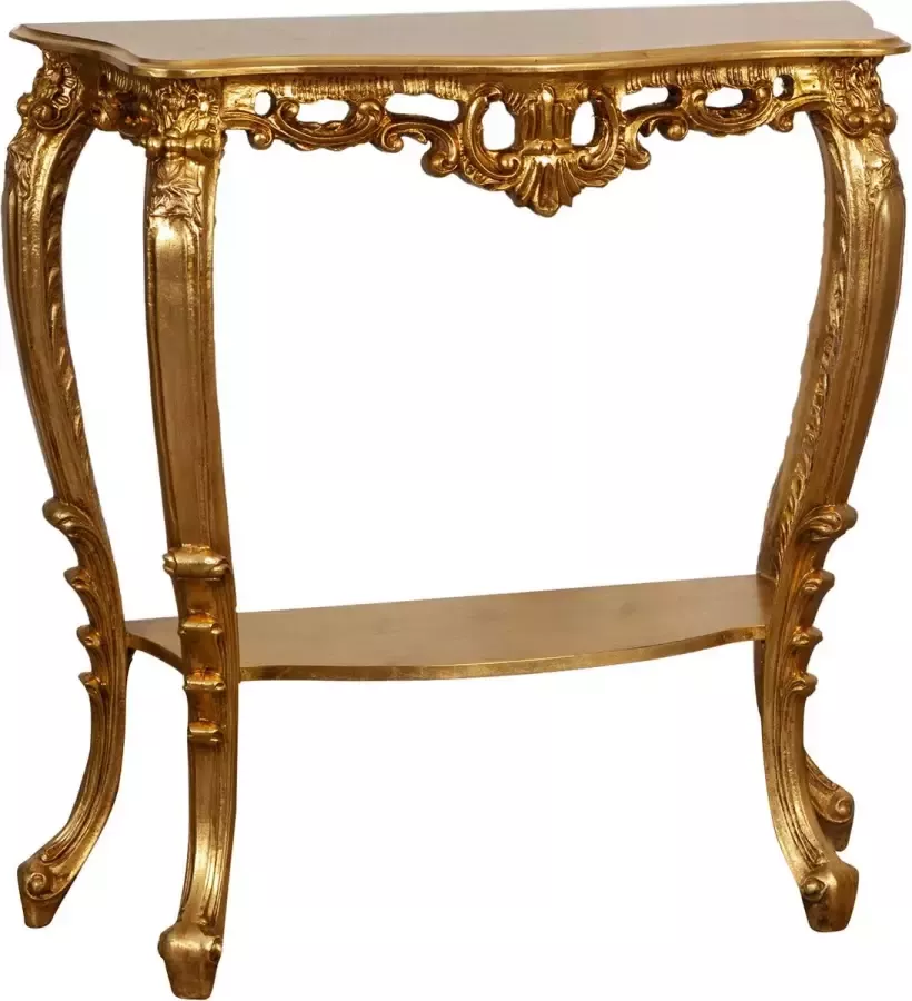 BISCOTTINI HOUTEN CONSOLE ANTIQUED GOUD BLAD AFWERKING GEMAAKT IN ITALIË