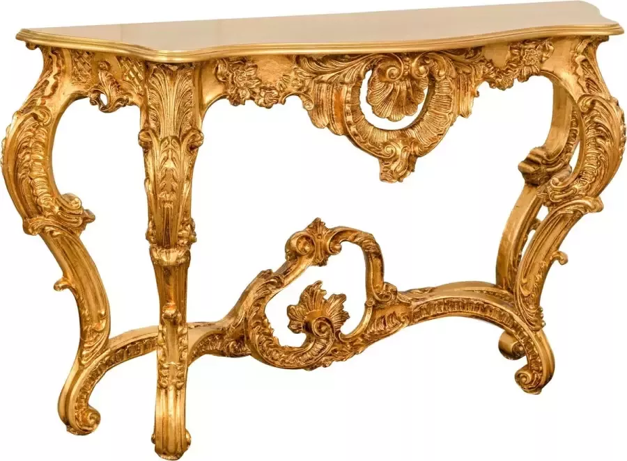 BISCOTTINI HOUTEN CONSOLE TAFEL MET ANTIEK BLADGOUD AFWERKING GEMAAKT IN ITALIË