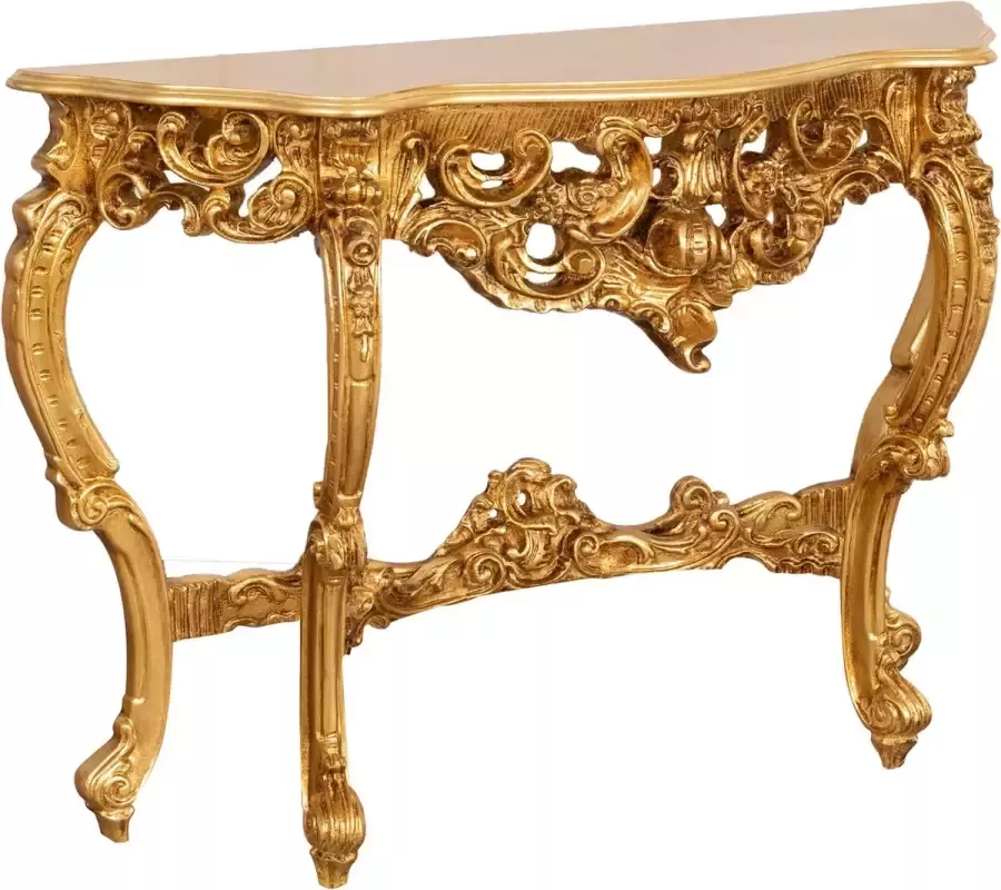 BISCOTTINI HOUTEN CONSOLE TAFEL MET ANTIEK BLADGOUD AFWERKING GEMAAKT IN ITALIË