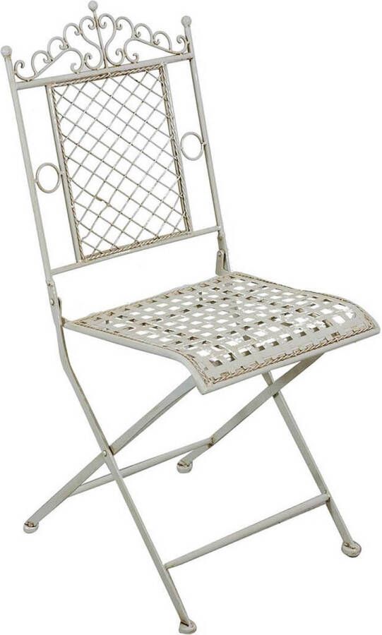 BISCOTTINI Tuinstoel ART NOVEAU Bistro Stoel Smeedijzer Antiek Witte Afwerking- Inklapbare Stoel Voor Buiten-41X49X96 cm-voor Balkon Terras Tuin - Foto 2