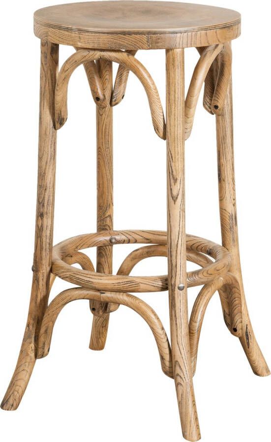 BISCOTTINI Kruk van het type Thonet in massief essen met antiek licht walnoothouten afwerking Diam.39XH75 cm