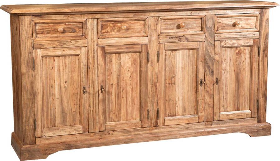 BISCOTTINI Landelijk dressoir van massief lindehout met natuurlijke afwerking L202xPR45xH103 cm. Gemaakt in Italië