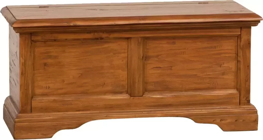 BISCOTTINI Landelijke kist in massief lindehouten walnootafwerking L100xPR38xH48 cm. Gemaakt in Italië