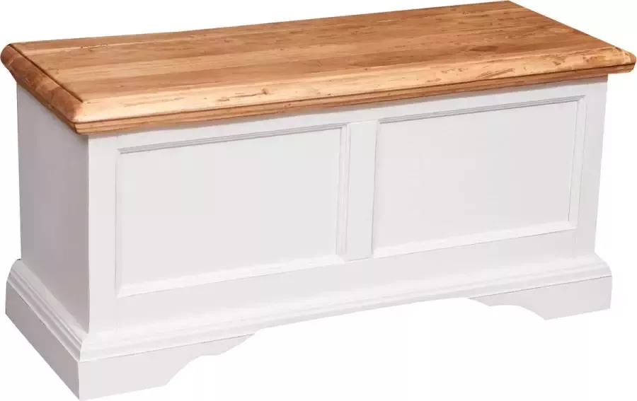 BISCOTTINI Landelijke kist in massief lindenhout verouderd witte structuur natuurlijke afwerking blad L100xPR38xH48 cm. Gemaakt in Itali - Foto 2