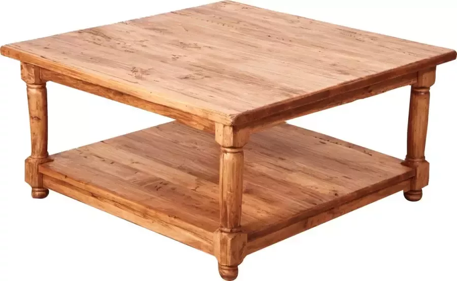 BISCOTTINI Landelijke salontafel in massief lindenhout met natuurlijke afwerking L90xPR90xH45 cm. Gemaakt in Italië