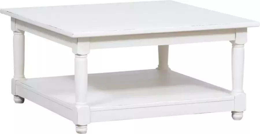 BISCOTTINI Landelijke salontafel in massief lindenhout met witte afwerking L90xPR90xH45 cm. Gemaakt in Italië