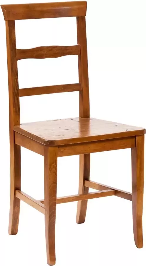 BISCOTTINI Landelijke stoel met beuken structuur en zitting in massief lindehouten walnootafwerking L45xPR43xH92 cm Gemaakt in Italië