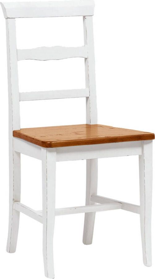 BISCOTTINI Landelijke stoel met structuur in beuken witte afwerking en zitting in massief limoenhout noten afwerking Made in Italy