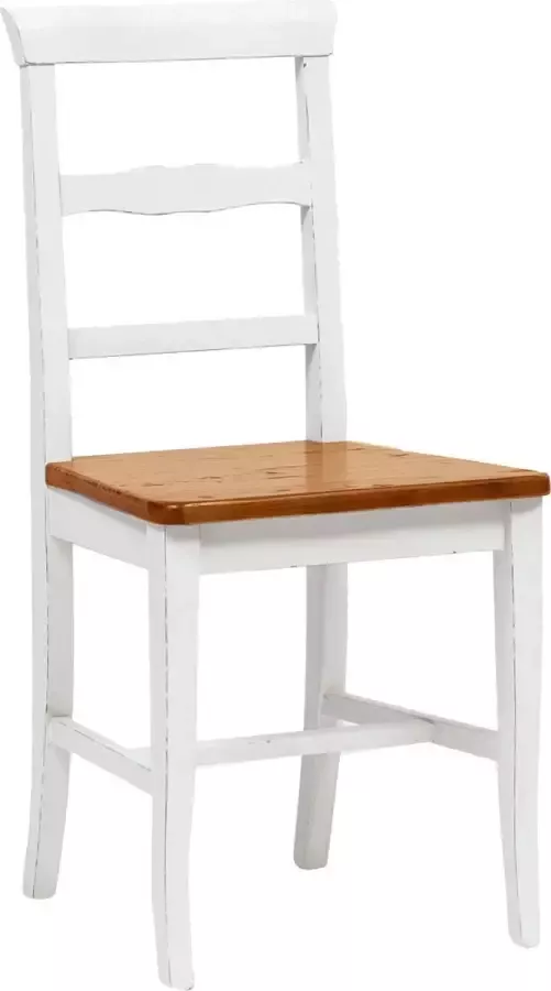 BISCOTTINI Landelijke stoel met structuur in beuken witte afwerking en zitting in massief limoenhout noten afwerking Made in Italy