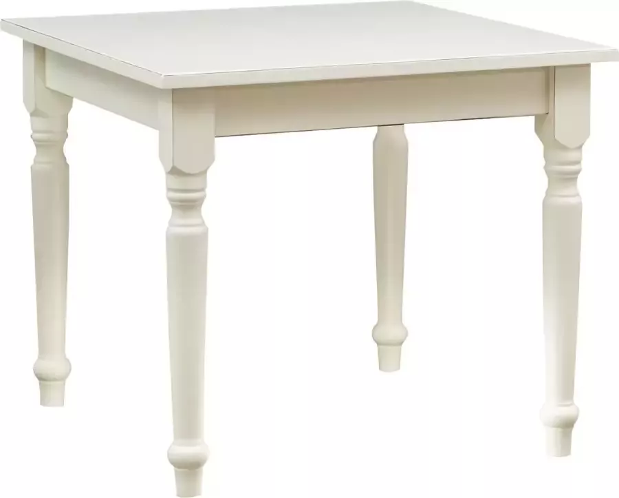 BISCOTTINI Landelijke tafel in massief lindehout met antiek witte afwerking L90xPR90xH78 cm. Gemaakt in Italië