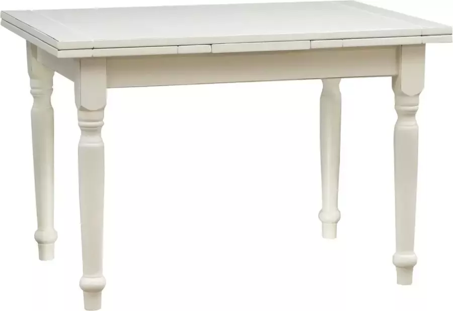 BISCOTTINI Landelijke uitschuifbare tafel in massief lindehout met antiek witte afwerking L120xPR80xH80 cm. Gemaakt in Italië