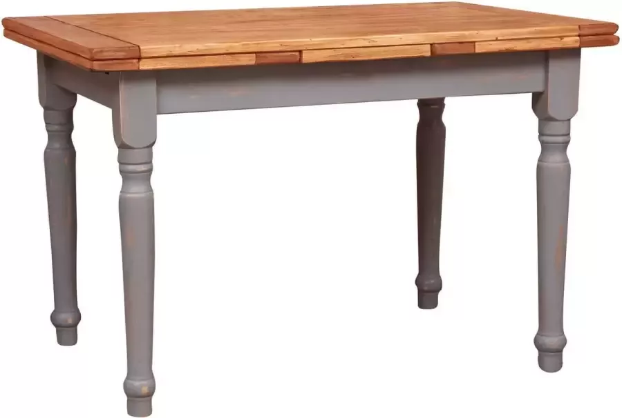 BISCOTTINI Landelijke uitschuifbare tafel in massief lindenhout met grijze structuur en natuurlijk blad L120xPR80xH80 cm. Gemaakt in Italië
