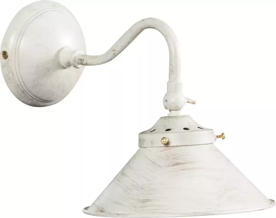 BISCOTTINI Landelijke wandlamp in verouderd wit gepatineerd messing gietwerk L25XPR16XH17 cm Gemaakt in Italië
