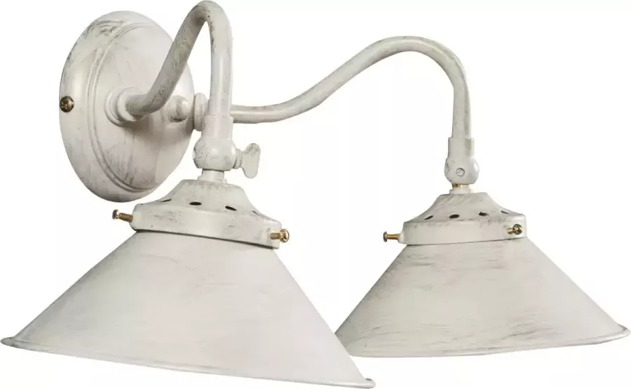 BISCOTTINI Landelijke wandlamp in verouderd wit gepatineerd messing gietwerk L39XPR20XH17 cm Gemaakt in Italië