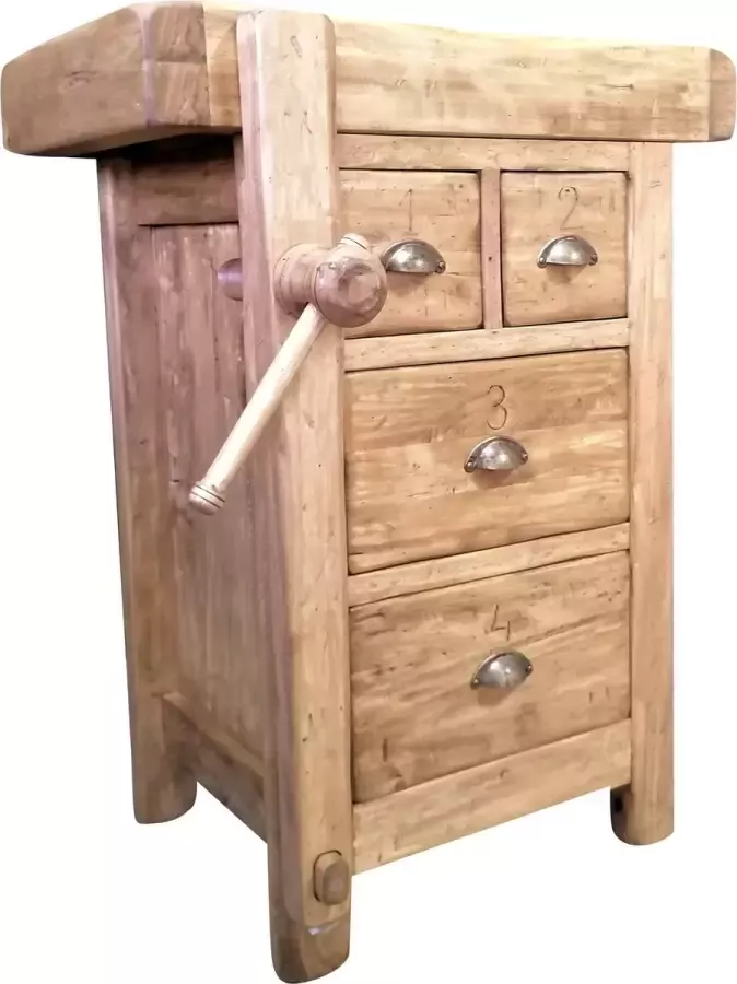 BISCOTTINI Landelijke werkbank in massief lindenhout natuurlijke afwerking Made in Italy