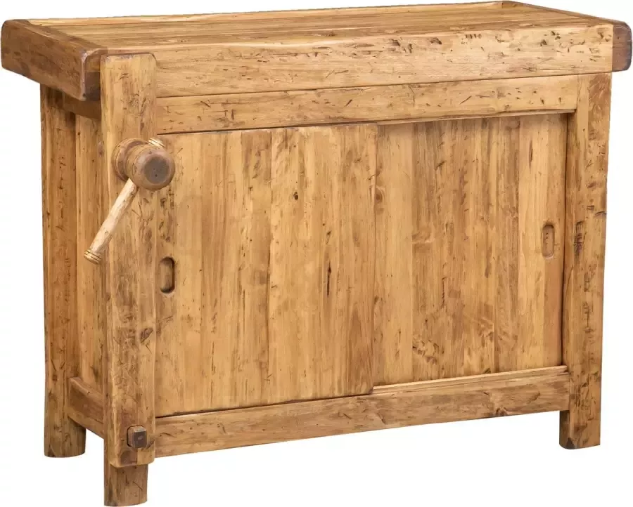 BISCOTTINI Landelijke werkbank massief lindehout natuurlijke afwerking Gemaakt in Italië