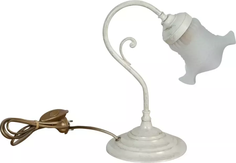 BISCOTTINI Liberty-stijl tafellamp in verouderd wit gepatineerd messing gietwerk L24XPR15XH28 cm Gemaakt in Italië