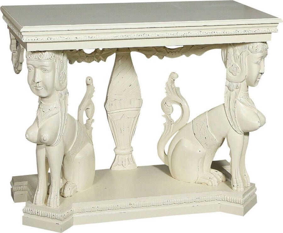 BISCOTTINI Massief houten console met antiek witte afwerking L114xPR49xH81 cm