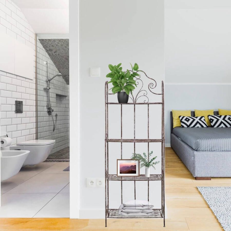 BISCOTTINI Multifunctionele etagère afsluitbaar in smeedijzer antiek roest finish L63xPR33xH165 cm