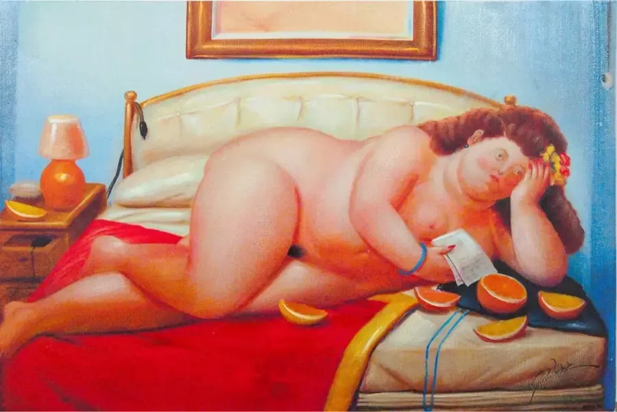 BISCOTTINI Olieverf op doek handgeschilderde vrouw in bed