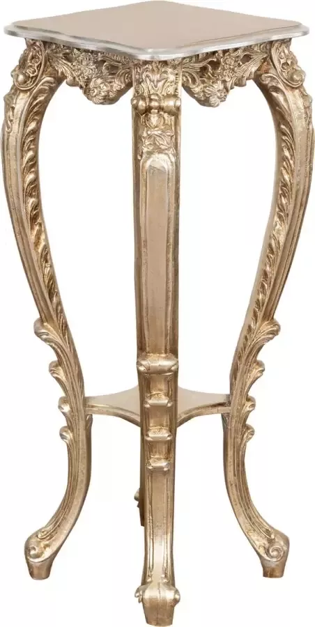 BISCOTTINI Klein Console Tafel FIRENZE Houten Haltafel Handgemaakte Sidetable Bladzilveren Afwerking 37x34x87cm- Bloemenstandaard voor de Hal