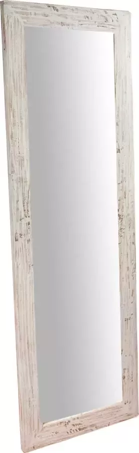 BISCOTTINI Rechthoekige wandspiegel in massief lindehout met antiek crème afwerking L60xPR3xH180 cm Made in Italy