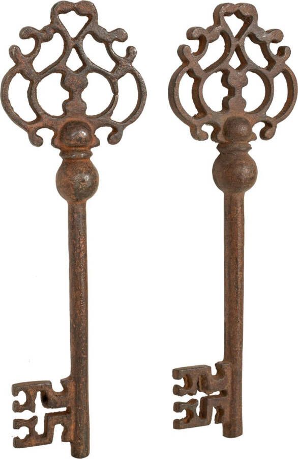 BISCOTTINI Set van 2 gietijzeren sleutels reie van antieke sleutels