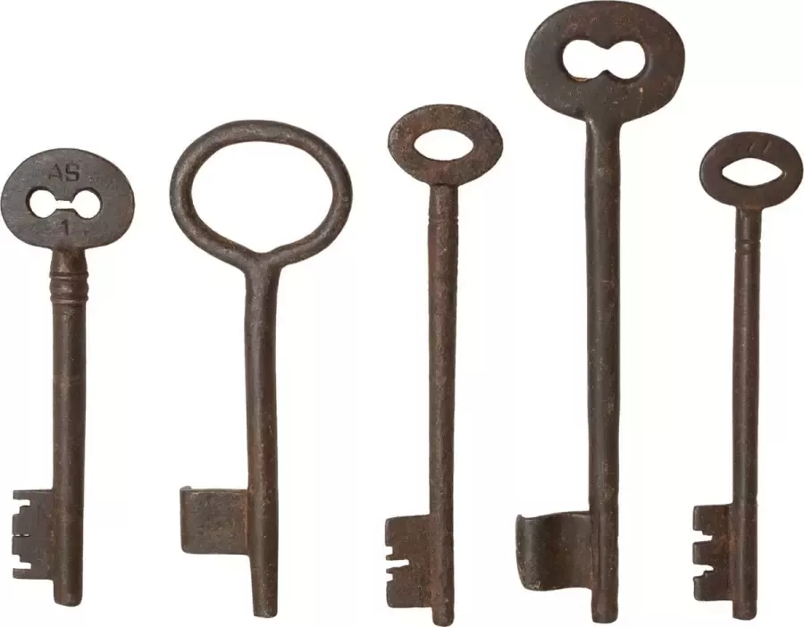 BISCOTTINI Set van 5 originele antieke sleutels