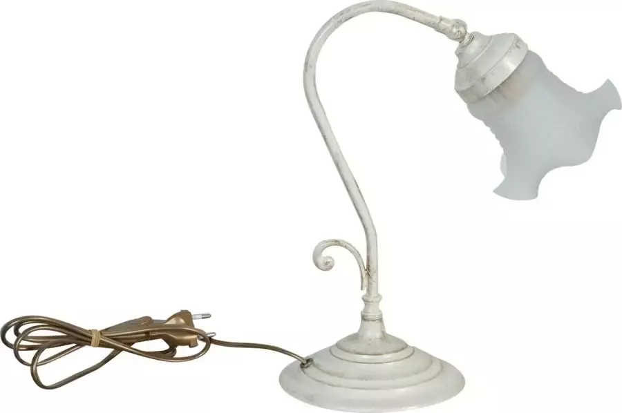 BISCOTTINI Tafellamp in Liberty-stijl in verouderd wit gepatineerd messing gietwerk L22XPR15XH38 cm Gemaakt in Italië