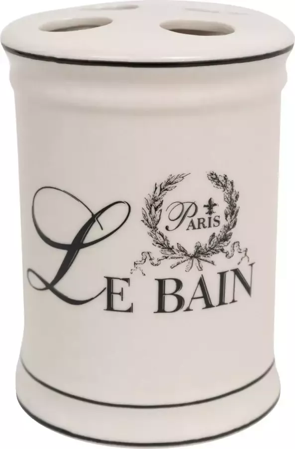 BISCOTTINI Tandenborstelhouder van wit porselein gedecoreerd met Le Bain Paris L8.5xPR8.5xH11.5 cm