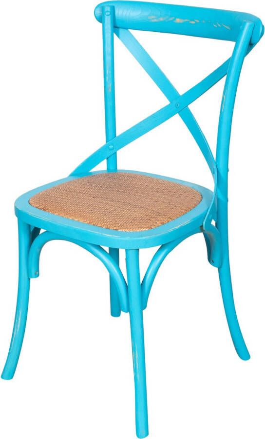 BISCOTTINI Thonet stoel in massief essen en rotan zitting in antiek blauwe afwerking