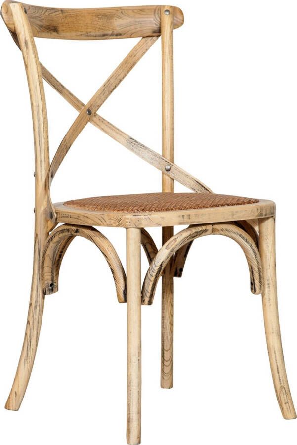 BISCOTTINI Eetkamerstoel Design Keukenstoel Massief Essen Licht Eiken Afwerking Houten Bistrostoel 48x52x88 cm