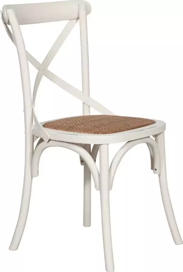 BISCOTTINI Thonet stoel in massief essen en rotan zitting in verouderde witte afwerking 46x42x86 cm