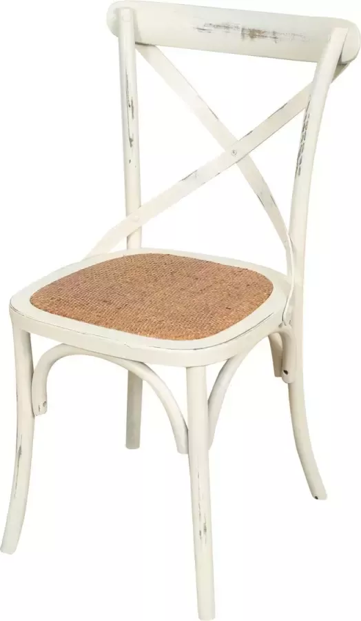 BISCOTTINI Thonet stoel in massief essenhout en rotan zitting met antiek witte afwerking 46x42x86 cm