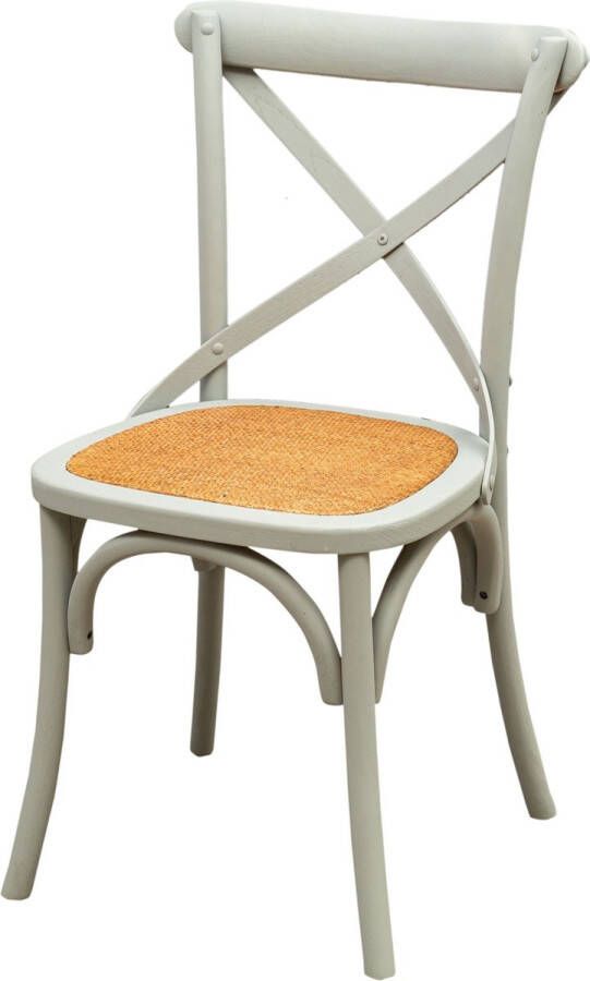 BISCOTTINI Thonet-stoel in massief essenhout en rotanzitting in grijze afwerking L48xPR42xH88 cm