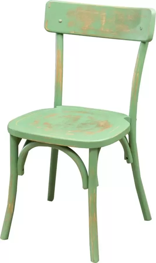 BISCOTTINI Thonet-stoel in massief essenhout en rotanzitting met antieke groene afwerking L48xPR55xH88 cm