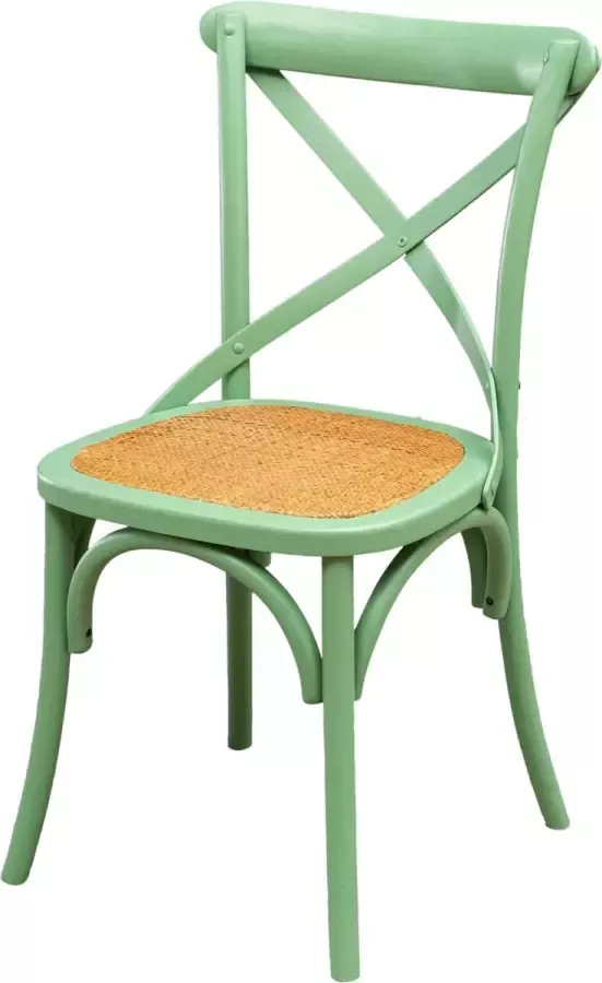 BISCOTTINI Thonet-stoel in massief essenhout en rotanzitting met groene afwerking L48xPR42xH88 cm