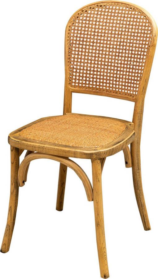 BISCOTTINI Thonet-stoel in massief essenhout en rotanzitting met natuurlijke afwerking L42xPR50xH89 cm