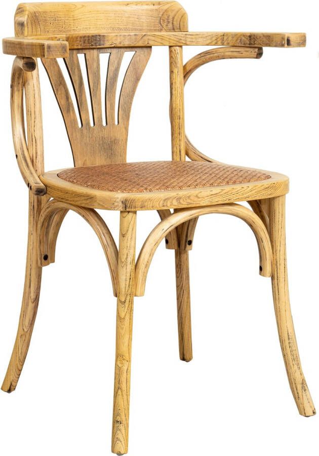 BISCOTTINI Thonet stoel met armleuningen in massief eiken afwerking en rotan zitting