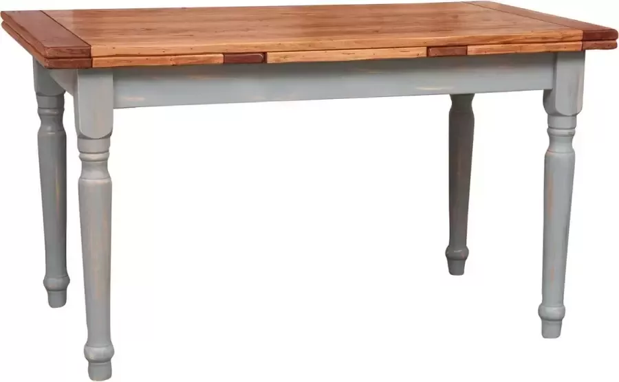 BISCOTTINI Uitschuifbare tafel in massief lindenhout met grijze structuur en natuurlijk afgewerkt blad. Gemaakt in Italië