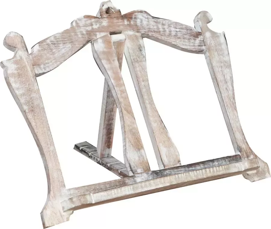 BISCOTTINI Vrijstaande houten lessenaar met antiek witte afwerking L46xPR6xH37 cm
