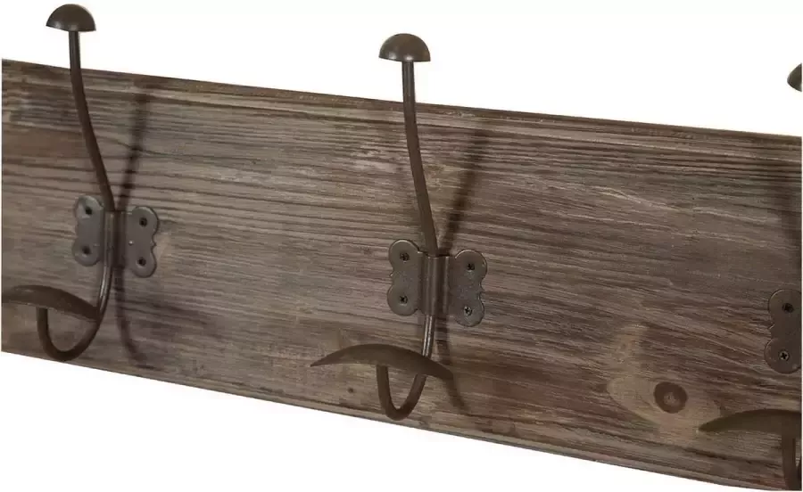 BISCOTTINI Wandkapstok in massief hout en handgesmeed ijzer met antieke houten afwerking 98x10x21 cm