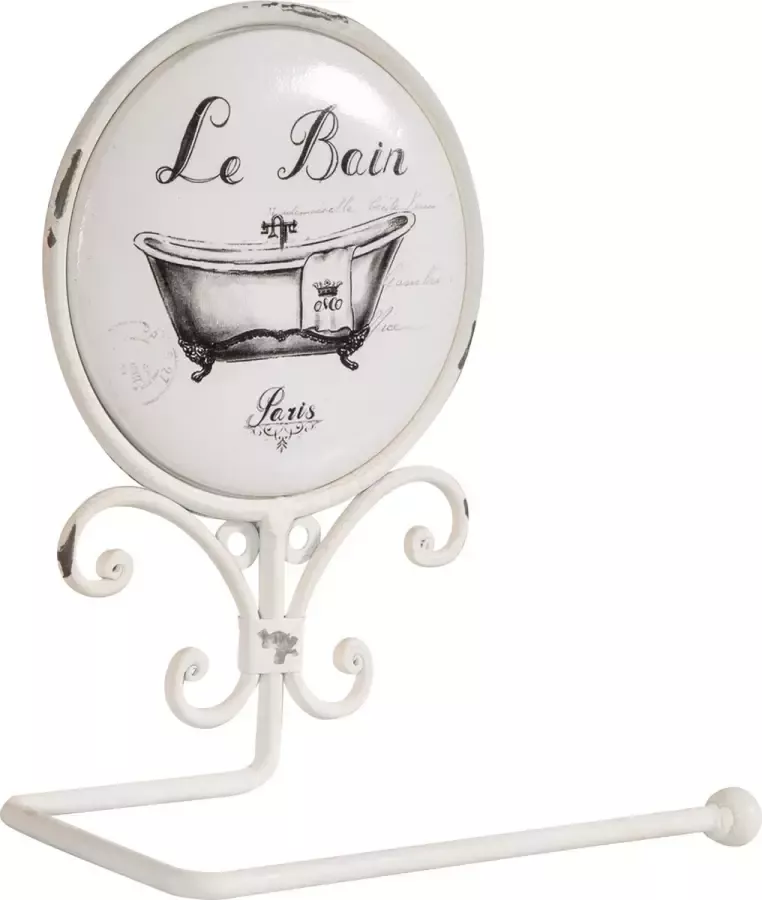 BISCOTTINI WANDMONTAGE ROLHOUDER LE BAIN IN GEBREIDE IJZER SHABBY AFWERKING L18XPR10 5XH20 5 CM