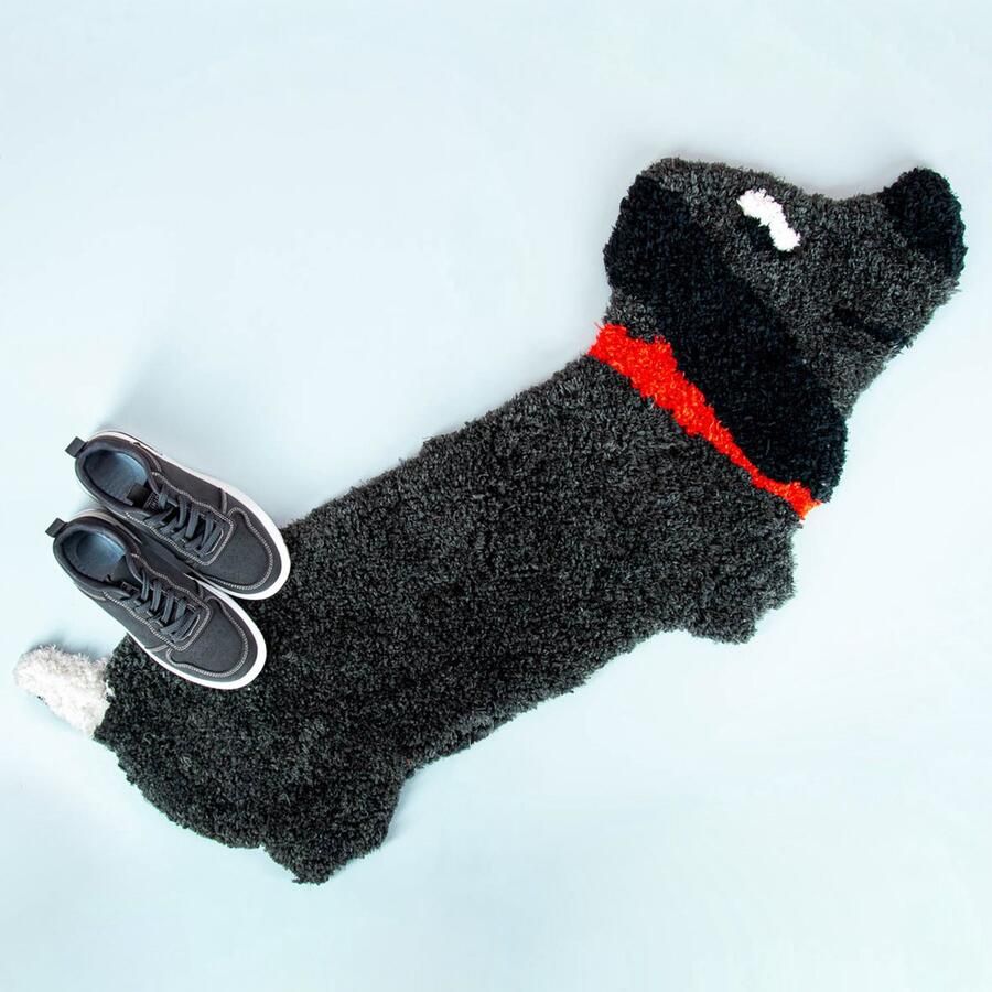 Bitten Hoogpolig Zwart Teckel Vloerkleed