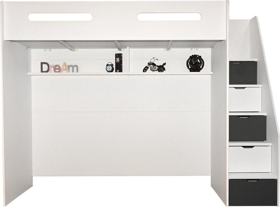 BK Beds Hoogslaper Options Antraciet met Trap