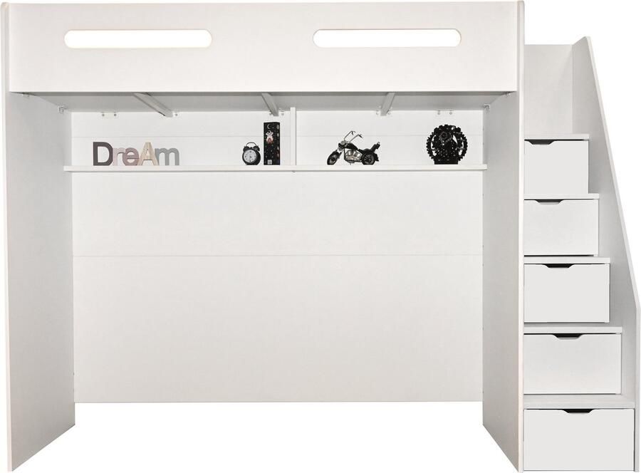 BK Beds Hoogslaper Options Wit met Trap