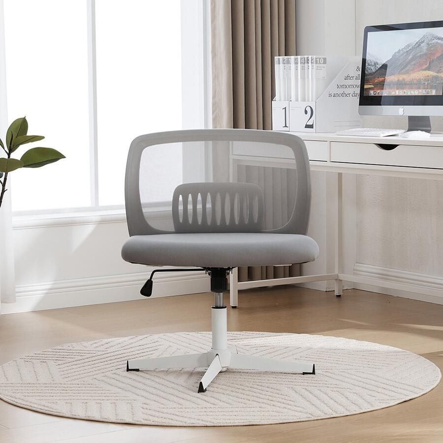 BLACKCOLORS Bureaustoelen zonder armleuningen leesfauteuils met brede kussens salonstoelen om met gekruiste benen te zitten schommelfunctie in hoogte verstelbaar 360° draaibaar