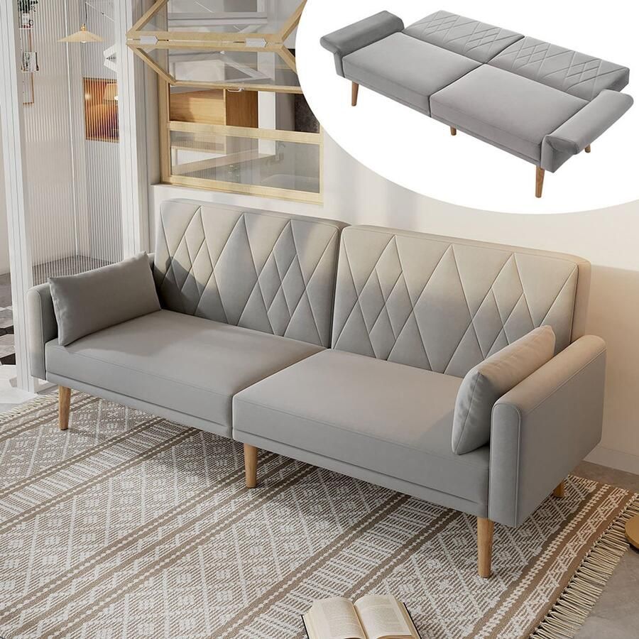 BLACKCOLORS Kleine bank tweezitsbank slaapbank met slaapfunctie slaapbank van fluweel geschikt voor de woonkamer slaapkamer thuisbioscoop logeerkamer