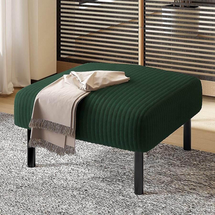 BLACKCOLORS Kruk van hoogwaardig geribd textiel met metalen frame – Ultrazachte fluwelen bekleding voor ultiem comfort – Veelzijdig te gebruiken als voetenbank kruk of bijzettafel – Supersnelle montage zonder gereedschap