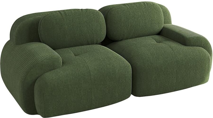 BLACKCOLORS Loveseat 82'' in corduroy modulair combineerbaar met gebogen armleuningen en antislipvoet hoogelastische vulling voor woonkamer slaapkamer en thuisbioscoop Green
